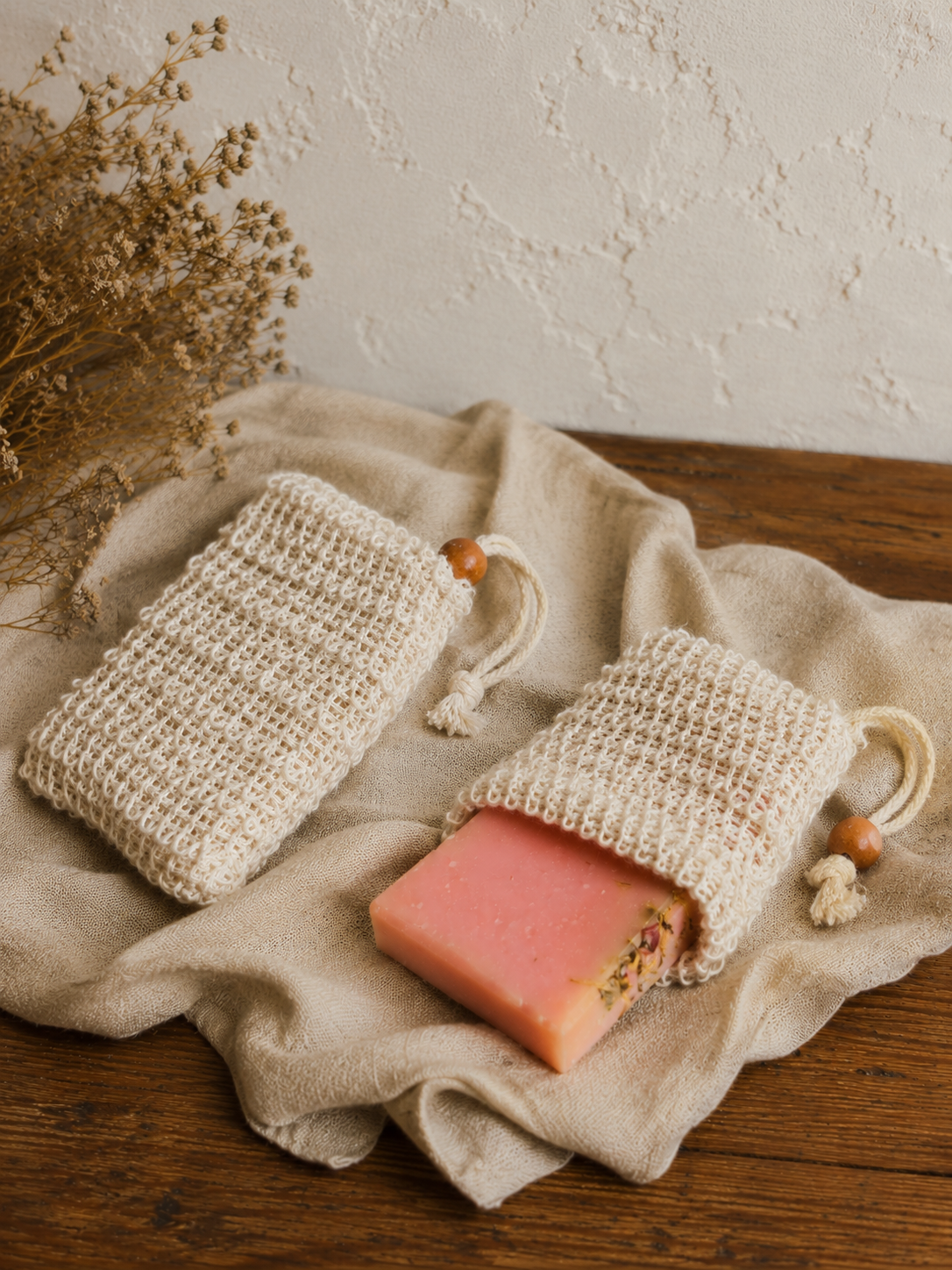 Soap in a Cotton Scrub bag