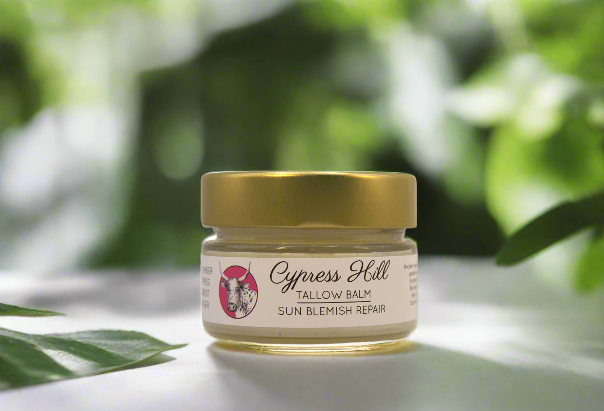 Jar of Cypress Hill Tallow Balm on a light background