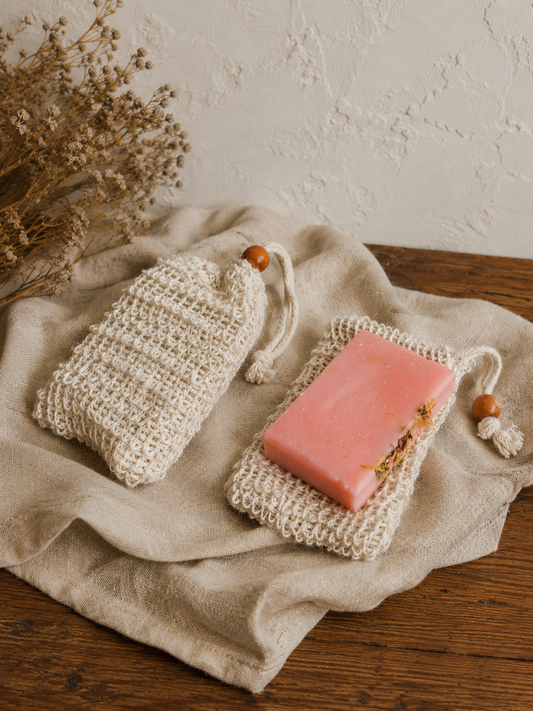 Soap in a Cotton Scrub bag